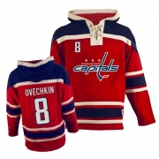 Alex Ovechkin Washington Capitals Old Time Hockey Men's Authentic Sawyer Hooded Sweatshirt Jersey - Red