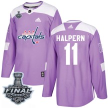 Jeff Halpern Washington Capitals Adidas Youth Authentic Fights Cancer Practice 2018 Stanley Cup Final Patch Jersey - Purple
