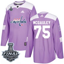 Tim McGauley Washington Capitals Adidas Youth Authentic Fights Cancer Practice 2018 Stanley Cup Final Patch Jersey - Purple