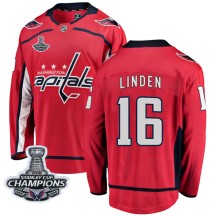 Trevor Linden Washington Capitals Fanatics Branded Youth Breakaway Home 2018 Stanley Cup Champions Patch Jersey - Red