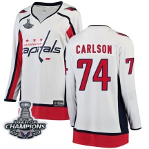 John Carlson Washington Capitals Fanatics Branded Women's Breakaway Away 2018 Stanley Cup Champions Patch Jersey - White