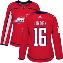 Trevor Linden Washington Capitals Adidas Women's Authentic Home Jersey - Red