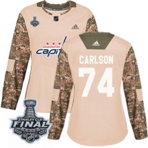 John Carlson Washington Capitals Adidas Women's Authentic Veterans Day Practice 2018 Stanley Cup Final Patch Jersey - Camo