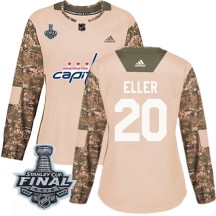 Lars Eller Washington Capitals Adidas Women's Authentic Veterans Day Practice 2018 Stanley Cup Final Patch Jersey - Camo