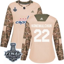 Steve Konowalchuk Washington Capitals Adidas Women's Authentic Veterans Day Practice 2018 Stanley Cup Final Patch Jersey - Camo