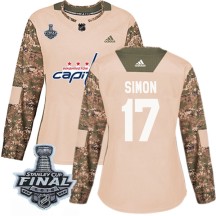 Chris Simon Washington Capitals Adidas Women's Authentic Veterans Day Practice 2018 Stanley Cup Final Patch Jersey - Camo