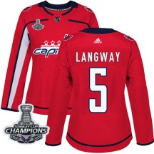 Rod Langway Washington Capitals Adidas Women's Authentic Home 2018 Stanley Cup Champions Patch Jersey - Red