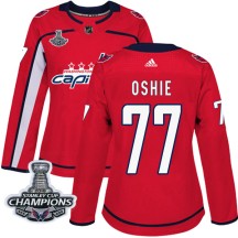 T.J. Oshie Washington Capitals Adidas Women's Authentic Home 2018 Stanley Cup Champions Patch Jersey - Red