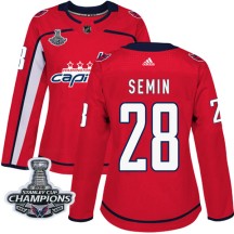 Alexander Semin Washington Capitals Adidas Women's Authentic Home 2018 Stanley Cup Champions Patch Jersey - Red
