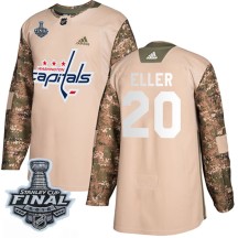 Lars Eller Washington Capitals Adidas Youth Authentic Veterans Day Practice 2018 Stanley Cup Final Patch Jersey - Camo