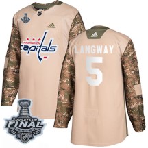 Rod Langway Washington Capitals Adidas Youth Authentic Veterans Day Practice 2018 Stanley Cup Final Patch Jersey - Camo