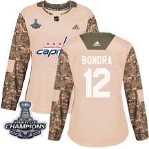 Peter Bondra Washington Capitals Adidas Women's Authentic Veterans Day Practice 2018 Stanley Cup Champions Patch Jersey - Camo