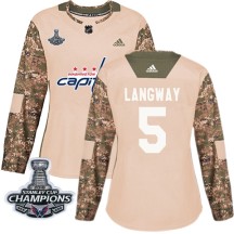 Rod Langway Washington Capitals Adidas Women's Authentic Veterans Day Practice 2018 Stanley Cup Champions Patch Jersey - Camo