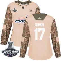 Chris Simon Washington Capitals Adidas Women's Authentic Veterans Day Practice 2018 Stanley Cup Champions Patch Jersey - Camo