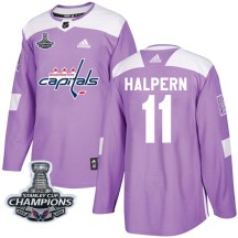Jeff Halpern Washington Capitals Adidas Youth Authentic Fights Cancer Practice 2018 Stanley Cup Champions Patch Jersey - Purple