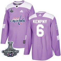 Michal Kempny Washington Capitals Adidas Youth Authentic Fights Cancer Practice 2018 Stanley Cup Champions Patch Jersey - Purple