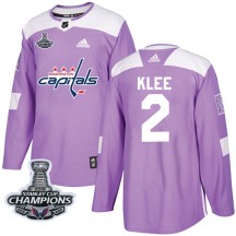 Ken Klee Washington Capitals Adidas Youth Authentic Fights Cancer Practice 2018 Stanley Cup Champions Patch Jersey - Purple