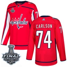 John Carlson Washington Capitals Adidas Youth Authentic Home 2018 Stanley Cup Final Patch Jersey - Red