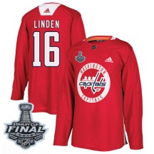 Trevor Linden Washington Capitals Adidas Youth Authentic Practice 2018 Stanley Cup Final Patch Jersey - Red