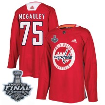 Tim McGauley Washington Capitals Adidas Youth Authentic Practice 2018 Stanley Cup Final Patch Jersey - Red