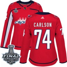 John Carlson Washington Capitals Adidas Women's Authentic Home 2018 Stanley Cup Final Patch Jersey - Red