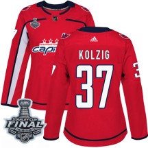 Olaf Kolzig Washington Capitals Adidas Women's Authentic Home 2018 Stanley Cup Final Patch Jersey - Red