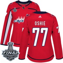 T.J. Oshie Washington Capitals Adidas Women's Authentic Home 2018 Stanley Cup Final Patch Jersey - Red