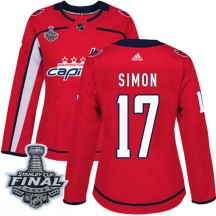 Chris Simon Washington Capitals Adidas Women's Authentic Home 2018 Stanley Cup Final Patch Jersey - Red