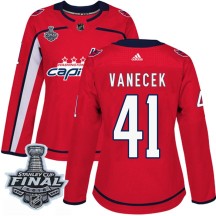 Vitek Vanecek Washington Capitals Adidas Women's Authentic Home 2018 Stanley Cup Final Patch Jersey - Red