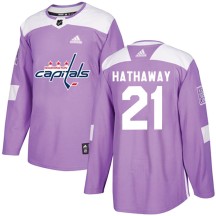 Garnet Hathaway Washington Capitals Adidas Youth Authentic Fights Cancer Practice Jersey - Purple