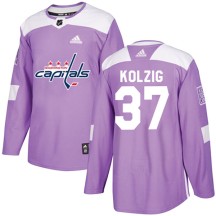 Olaf Kolzig Washington Capitals Adidas Youth Authentic Fights Cancer Practice Jersey - Purple