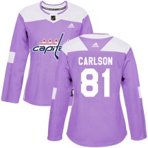 Adam Carlson Washington Capitals Adidas Women's Authentic Fights Cancer Practice Jersey - Purple
