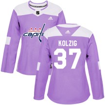 Olaf Kolzig Washington Capitals Adidas Women's Authentic Fights Cancer Practice Jersey - Purple