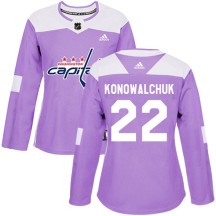 Steve Konowalchuk Washington Capitals Adidas Women's Authentic Fights Cancer Practice Jersey - Purple