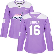 Trevor Linden Washington Capitals Adidas Women's Authentic Fights Cancer Practice Jersey - Purple