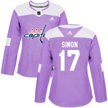 Chris Simon Washington Capitals Adidas Women's Authentic Fights Cancer Practice Jersey - Purple