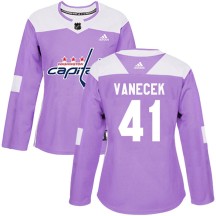 Vitek Vanecek Washington Capitals Adidas Women's Authentic Fights Cancer Practice Jersey - Purple
