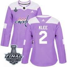 Ken Klee Washington Capitals Adidas Women's Authentic Fights Cancer Practice 2018 Stanley Cup Final Patch Jersey - Purple