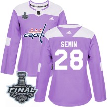Alexander Semin Washington Capitals Adidas Women's Authentic Fights Cancer Practice 2018 Stanley Cup Final Patch Jersey - Purple