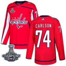 John Carlson Washington Capitals Adidas Youth Authentic Home 2018 Stanley Cup Champions Patch Jersey - Red