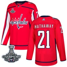 Garnet Hathaway Washington Capitals Adidas Youth Authentic Home 2018 Stanley Cup Champions Patch Jersey - Red