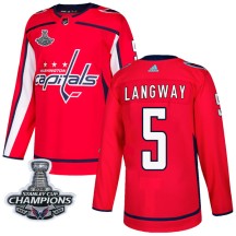Rod Langway Washington Capitals Adidas Youth Authentic Home 2018 Stanley Cup Champions Patch Jersey - Red