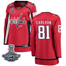 Adam Carlson Washington Capitals Fanatics Branded Women's Breakaway Home 2018 Stanley Cup Champions Patch Jersey - Red
