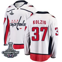 Olaf Kolzig Washington Capitals Fanatics Branded Youth Breakaway Away 2018 Stanley Cup Champions Patch Jersey - White
