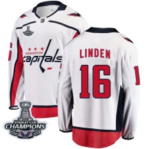 Trevor Linden Washington Capitals Fanatics Branded Youth Breakaway Away 2018 Stanley Cup Champions Patch Jersey - White
