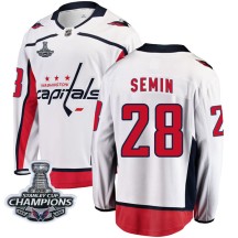 Alexander Semin Washington Capitals Fanatics Branded Youth Breakaway Away 2018 Stanley Cup Champions Patch Jersey - White