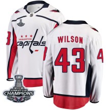 Tom Wilson Washington Capitals Fanatics Branded Youth Breakaway Away 2018 Stanley Cup Champions Patch Jersey - White