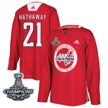 Garnet Hathaway Washington Capitals Adidas Youth Authentic Practice 2018 Stanley Cup Champions Patch Jersey - Red