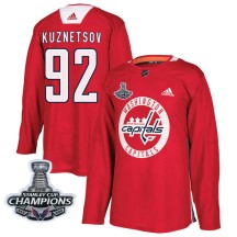 Evgeny Kuznetsov Washington Capitals Adidas Youth Authentic Practice 2018 Stanley Cup Champions Patch Jersey - Red