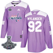 Michael Nylander Washington Capitals Adidas Men's Authentic Fights Cancer Practice 2018 Stanley Cup Champions Patch Jersey - Pur